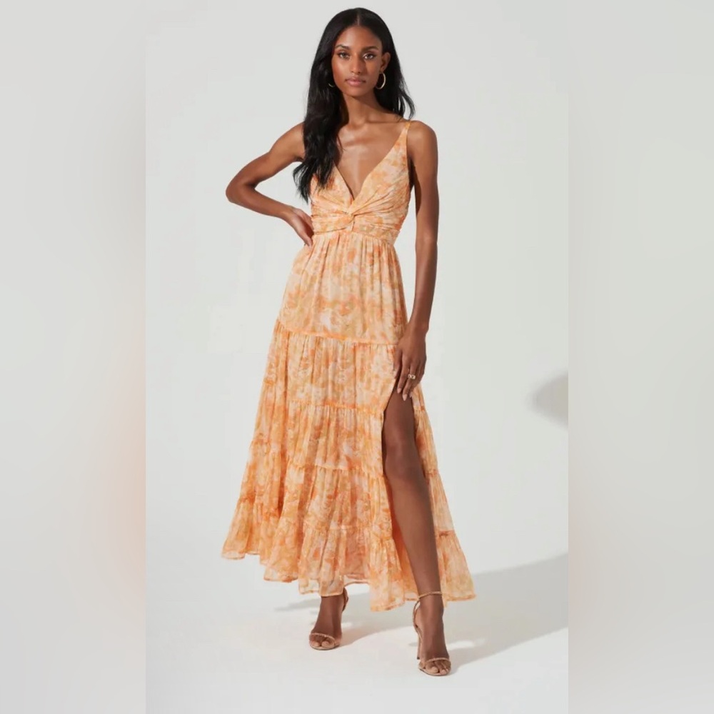 Astr the Label Orange Elsa Tiered Maxi Dress